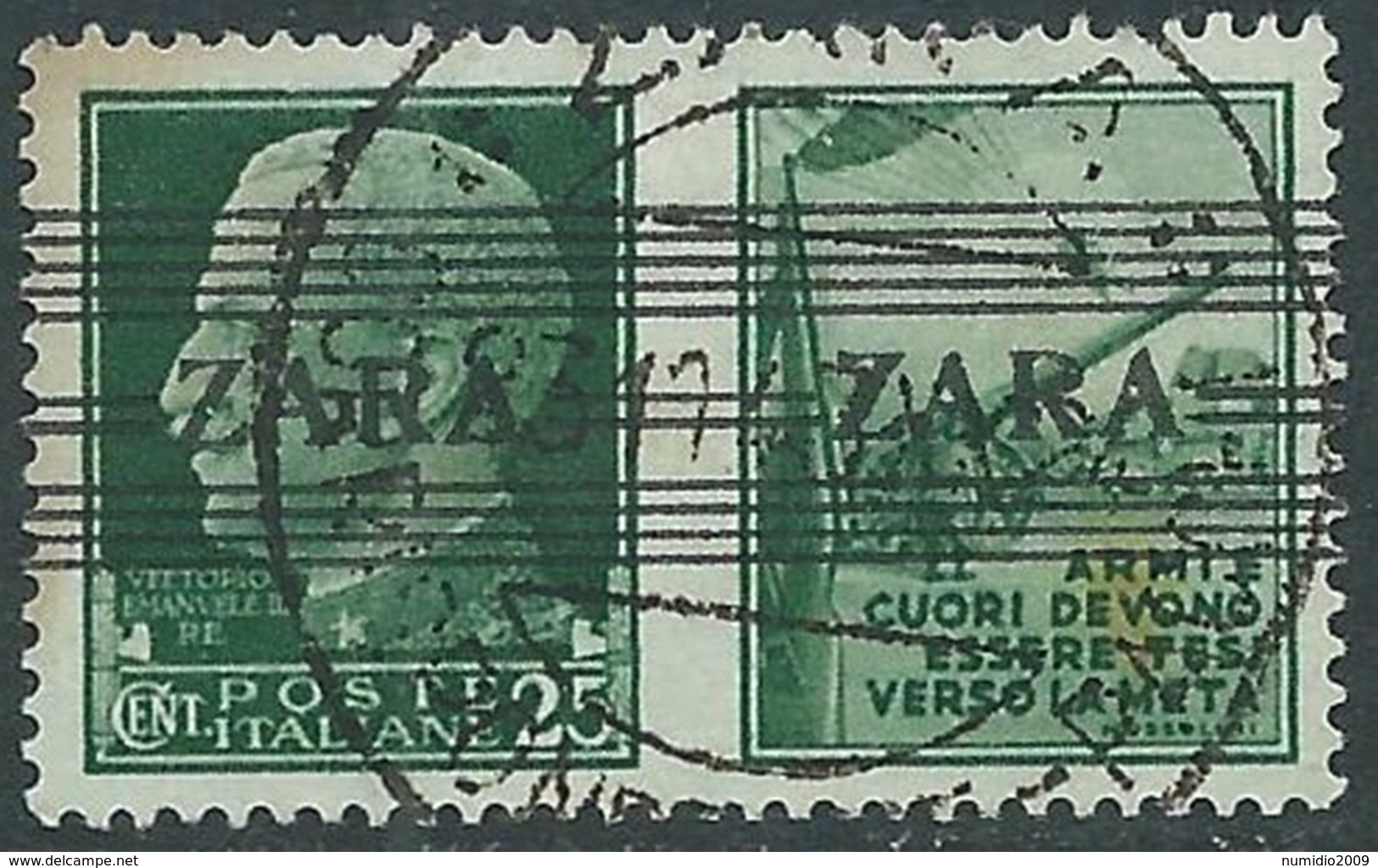 1943 OCCUPAZIONE TEDESCA ZARA USATO SOPRASTAMPATO ZARA 25 CENT - RA18-3 - German Occ.: Zante