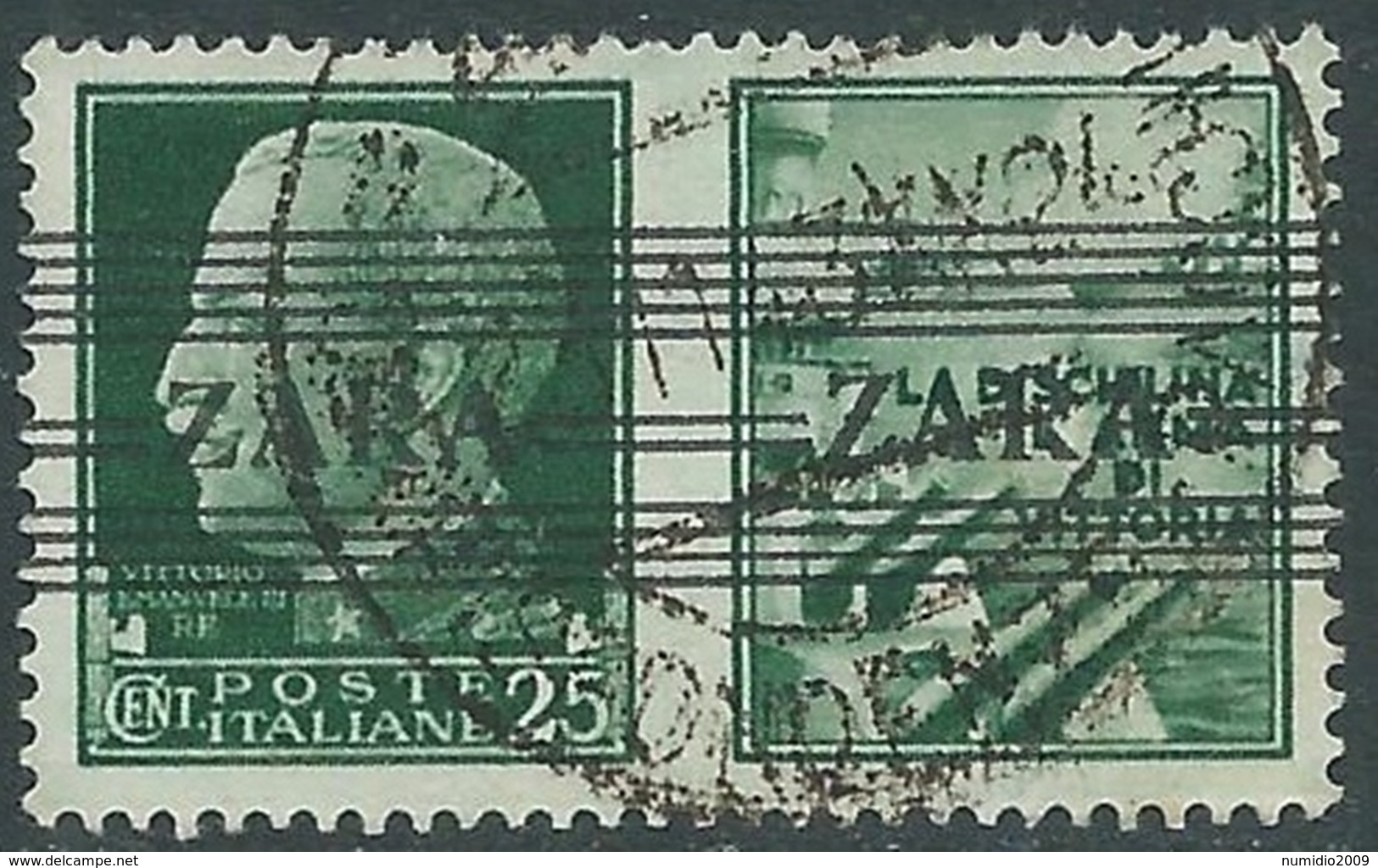 1943 OCCUPAZIONE TEDESCA ZARA USATO SOPRASTAMPATO ZARA 25 CENT - RA24-2 - Duitse Bez.: Zante