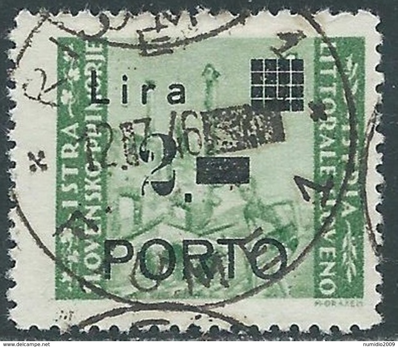 1946 OCCUP. JUGOSLAVA ISTRIA E LITORALE SLOVENO SEGNATASSE USATO 2 LIRE - RA1 - Jugoslawische Bes.: Slowenische Küste