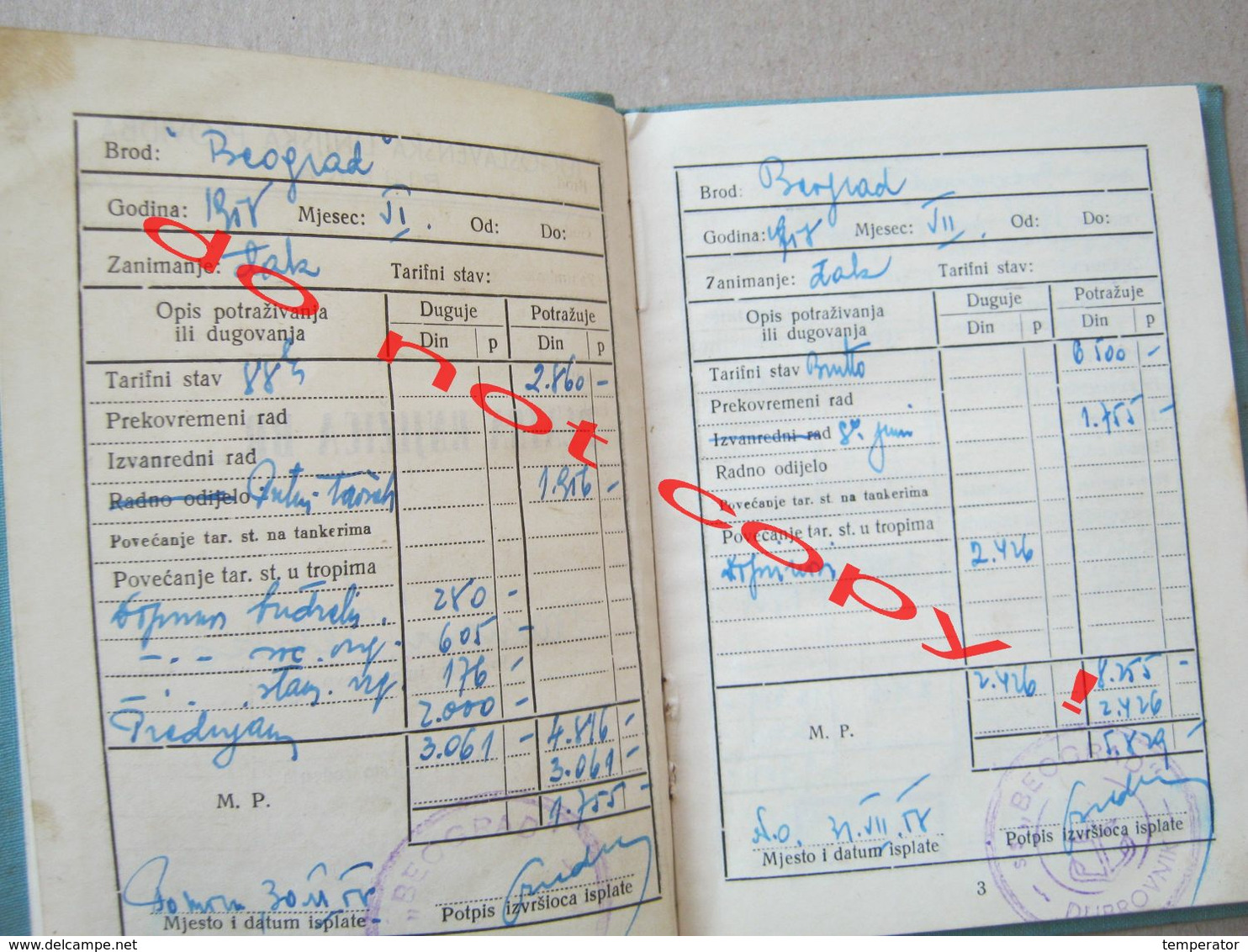 Croatia / Rijeka - Jugoslovenska Linijska Plovidba, Yugoslav Liner Shipping, Booklet With Seal: Belgrade Dubrov ( 1958 ) - Other & Unclassified