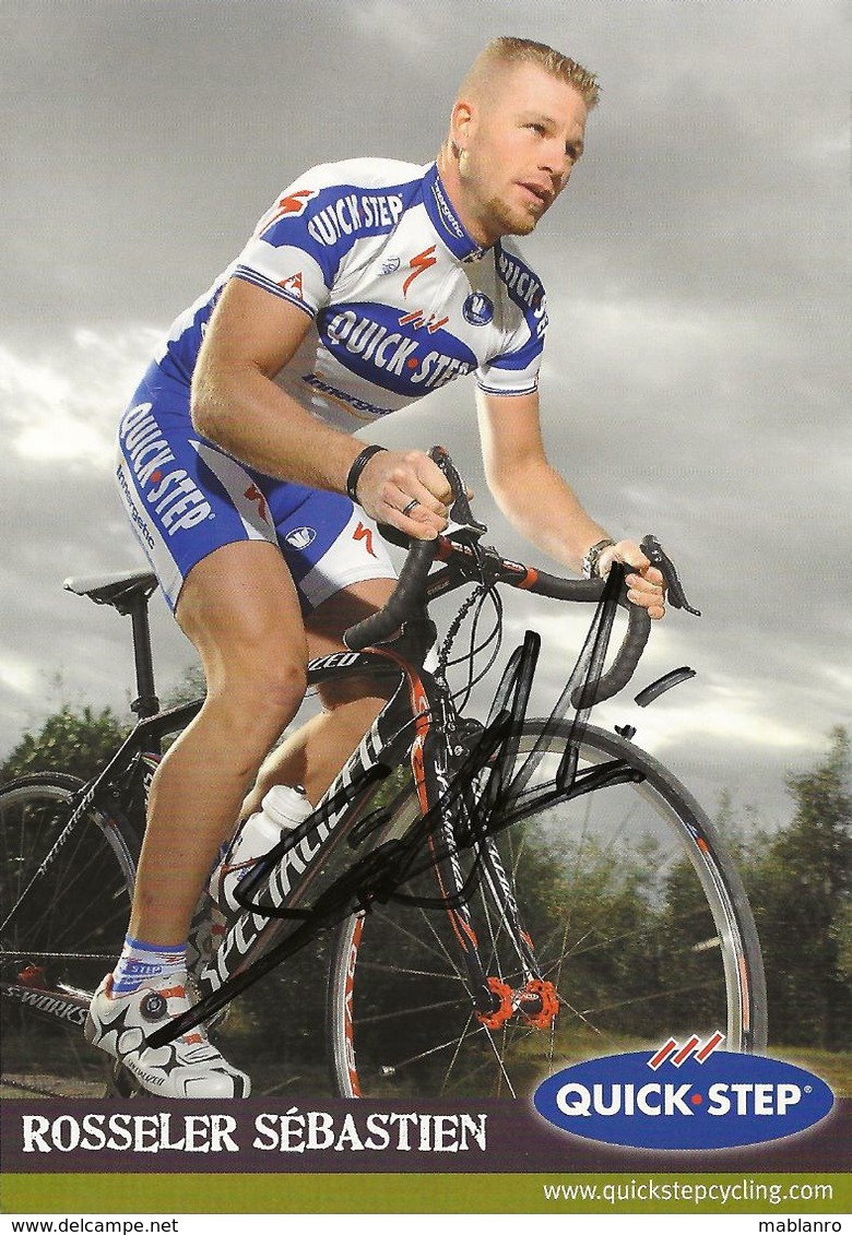 CARTE CYCLISME SEBASTIAN ROSSELER SIGNEE TEAM QUICK STEP 2008 - Cyclisme