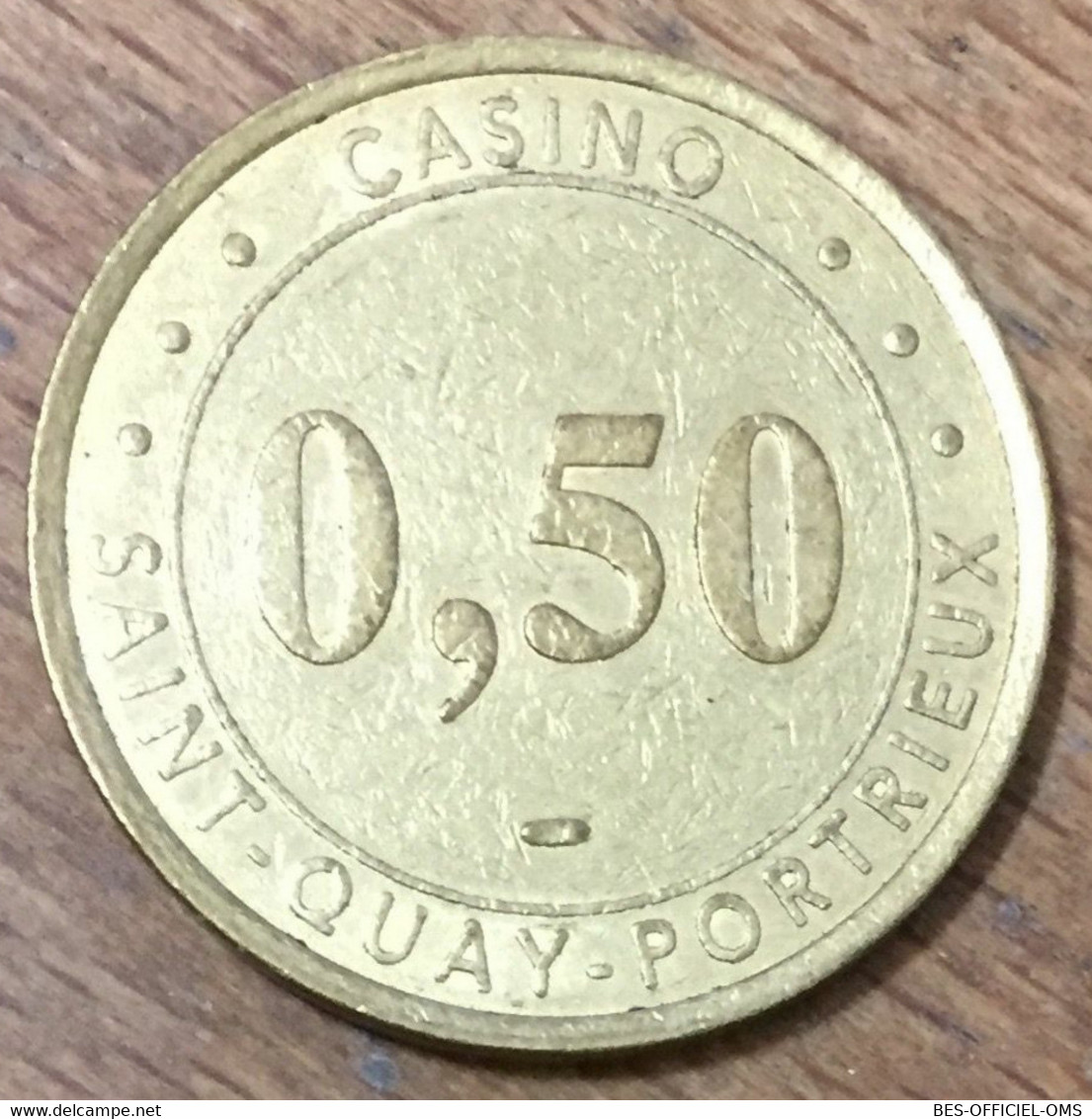 22 SAINT QUAY PORTRIEUX CASINO JETON DE 0,5 CENT MONNAIE DE PARIS SLOT MACHINE EN MÉTAL CHIP COIN TOKEN - Casino