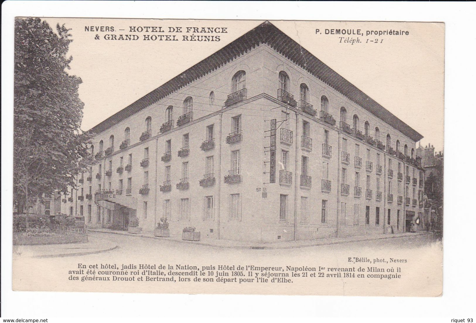 NEVERS - HOTEL DE FRANCE & GRAND HOTEL RÉUNIS - P. DEMOULE, Propriétaire - Nevers