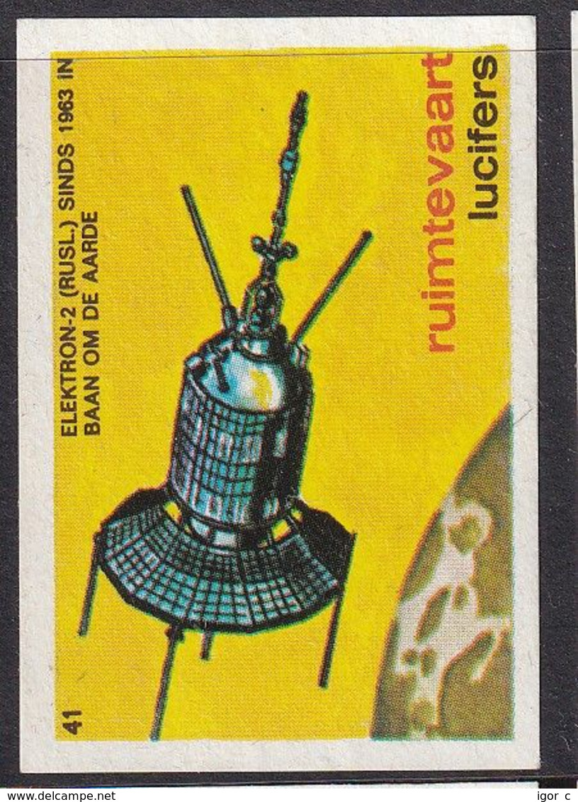 Netherlands Space Weltraum Espace: Lucifers Matchbox Labels: Elektron-2 Satellite; Electron-2; Russia - Zündholzschachteletiketten