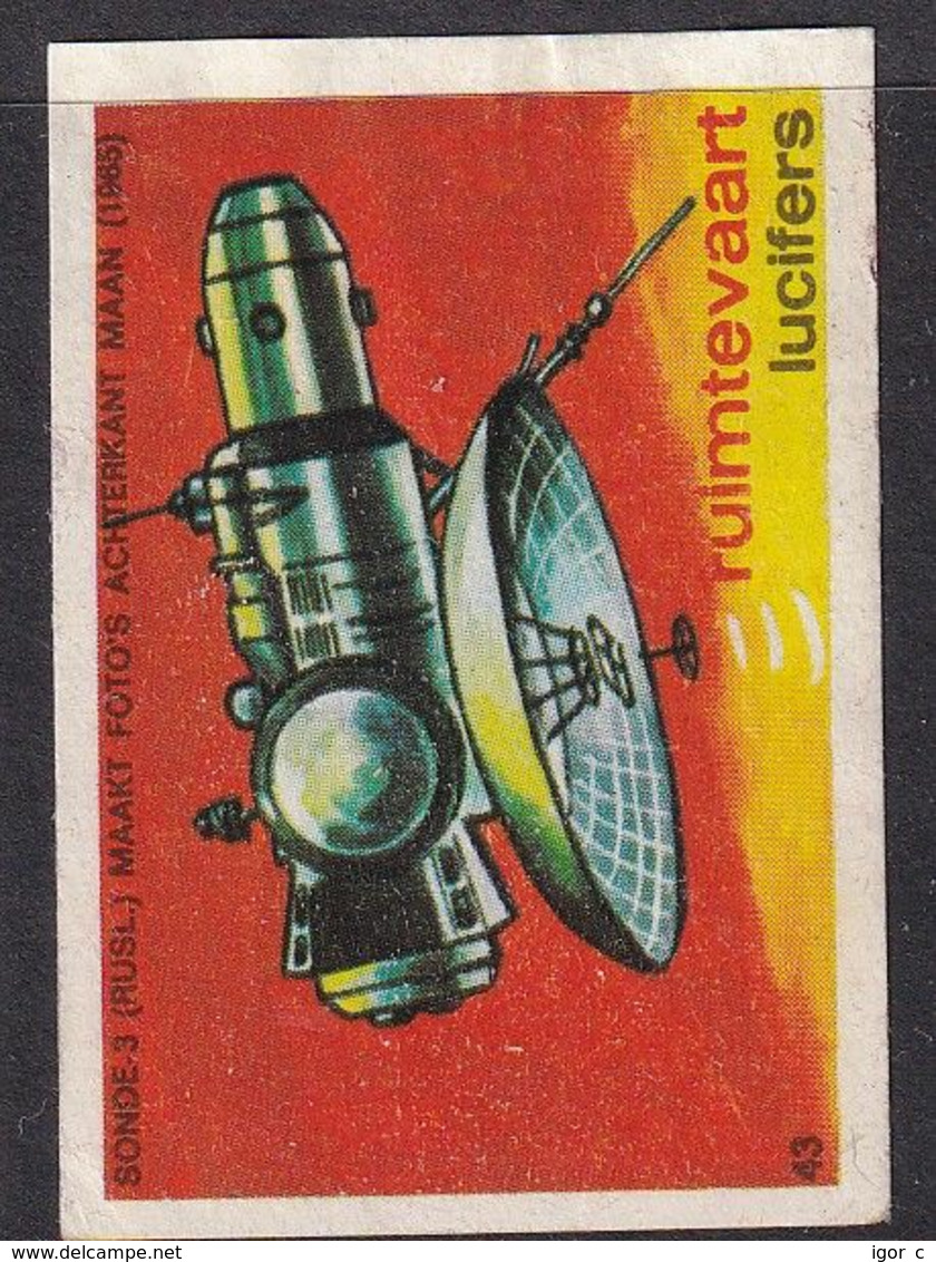 Netherlands Space Weltraum Espace: Lucifers Matchbox Labels: Zond 3 Moon Russia Moon Watch Programme - Zündholzschachteletiketten