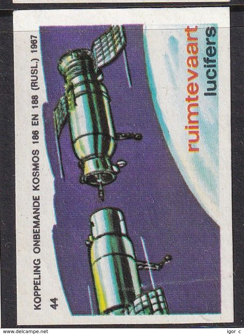 Netherlands Space Weltraum Espace: Lucifers Matchbox Labels: Kosmos 186 And Kosmos 188 - Zündholzschachteletiketten