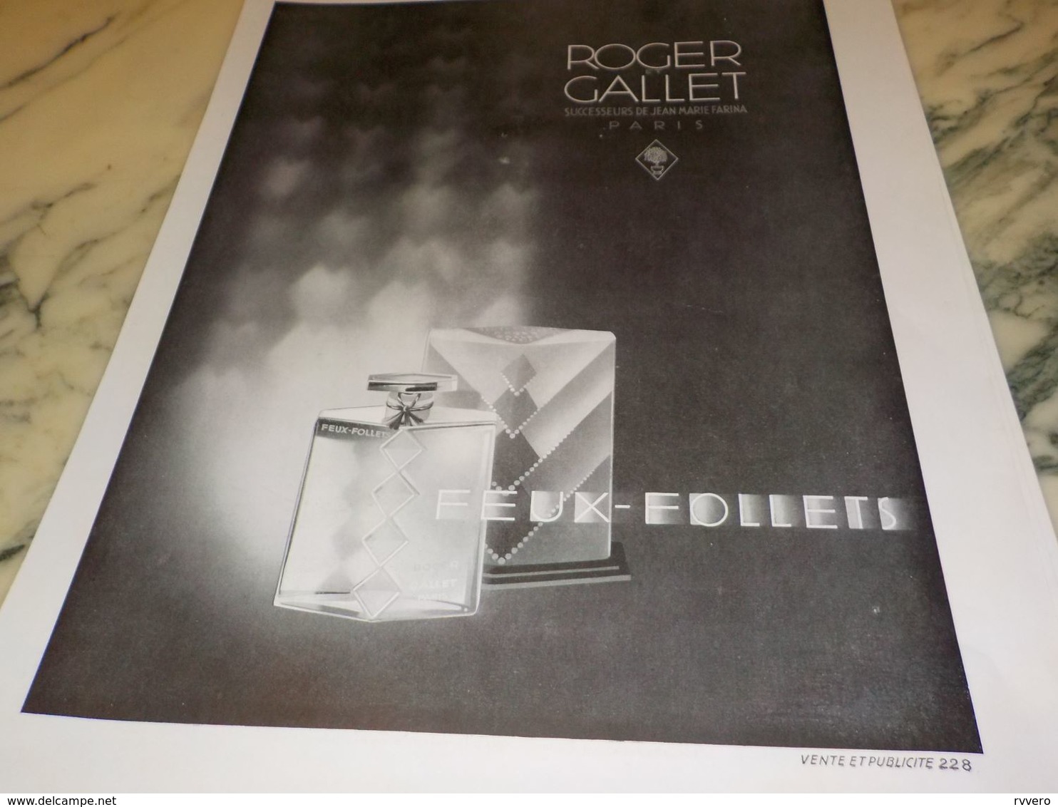 ANCIENNE PUBLICITE PARFUM FEUX FOLLET DE ROGER GALLET  1930 - Manifesti