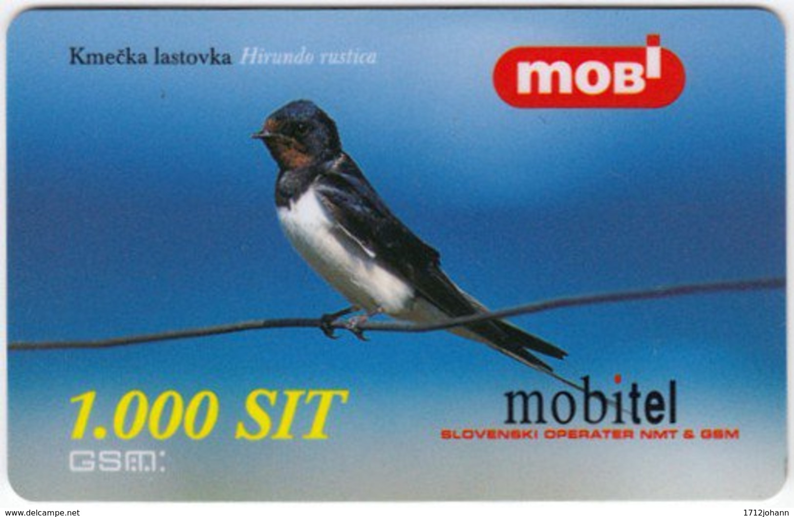 SLOVENIA A-438 Prepaid Mobitel (plastic) - Animal, Bird, Barn Swallow - Val. 31/12/2000 - Used - Slovénie