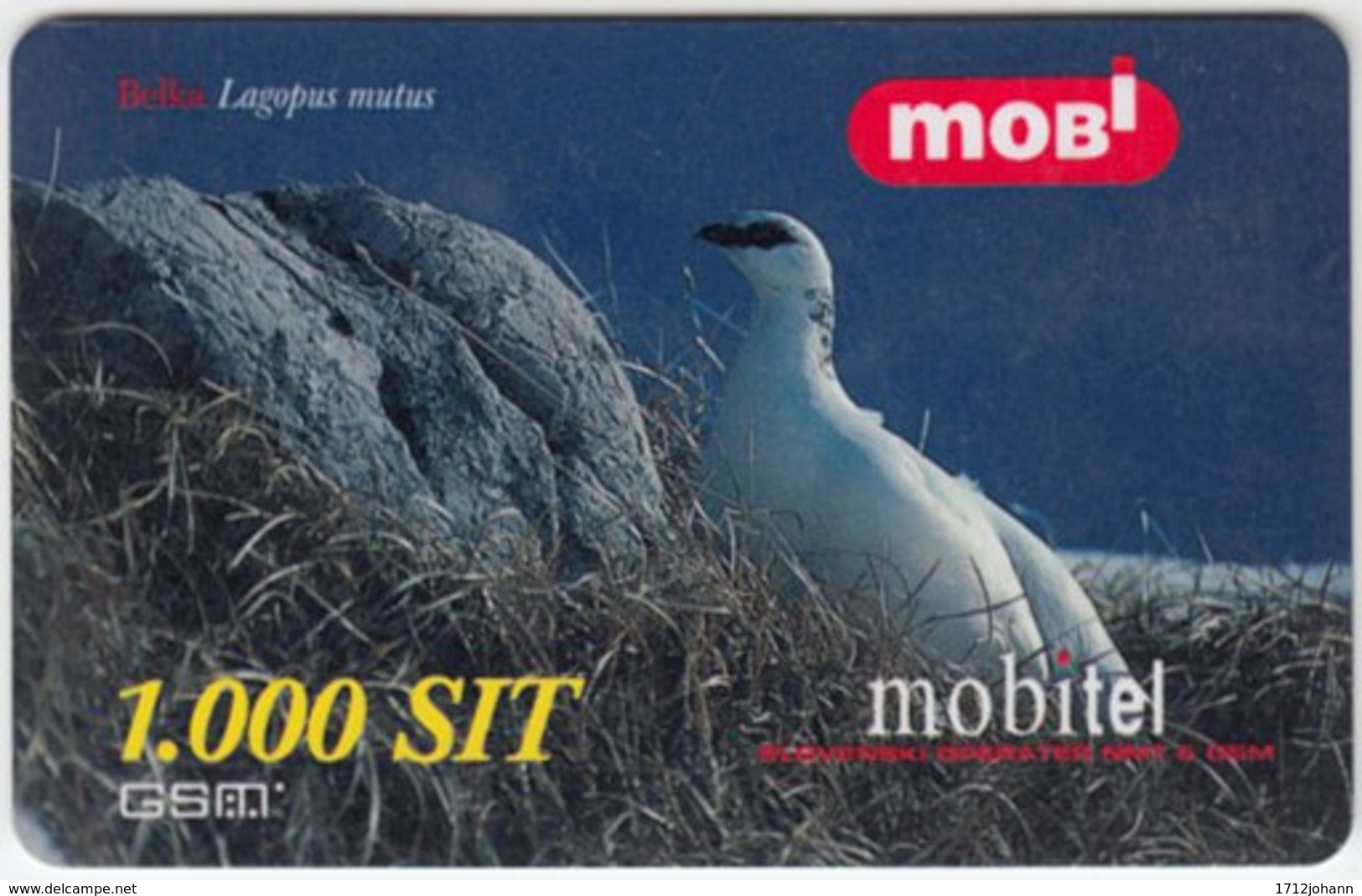 SLOVENIA A-961 Prepaid Mobi - Animal, Bird, Rock Ptarmigan - Val. 31/12/2001 - Used - Slovenia