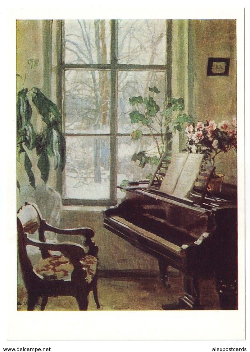 INTERIOR WITH PIANO, 1908-1910 By STANISLAV ZHUKOVSKY, Russian Painter. Unused Postcard - USSR, 1982 - Malerei & Gemälde