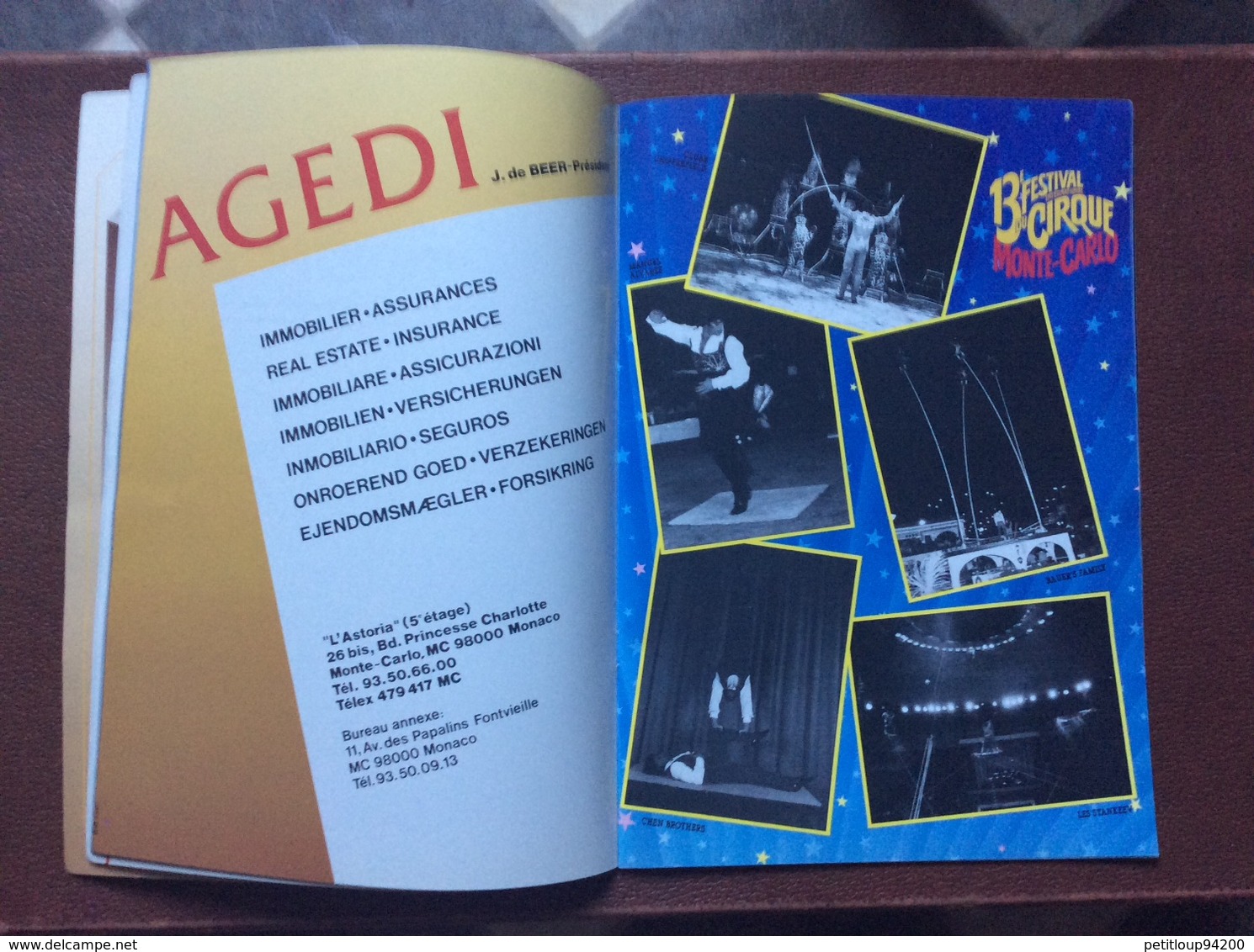 ALBUM PROGRAMME CIRQUE  14e Festival International du CIRQUE DE MONTE CARLO  Annee 1989