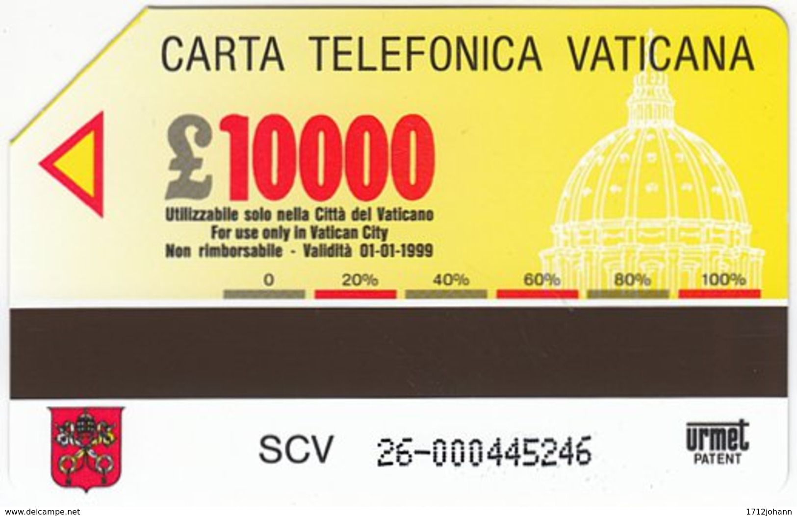 VATICAN A-102 Magnetic Telecom - Religion, Holy Picture - Used - Vaticano