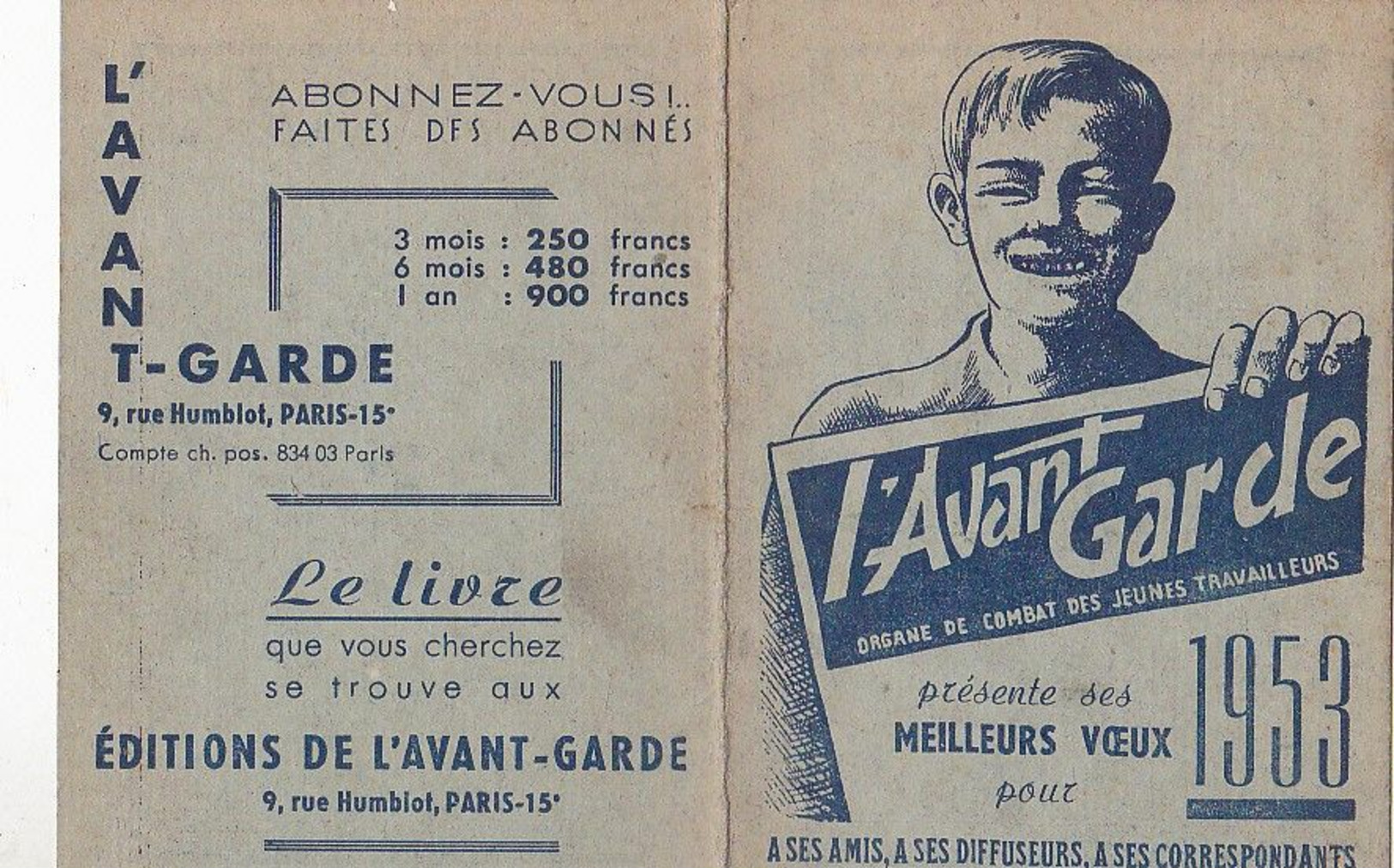 Calendrier L'AVANT-GARDE  1953  - RV - - Formato Grande : 1941-60