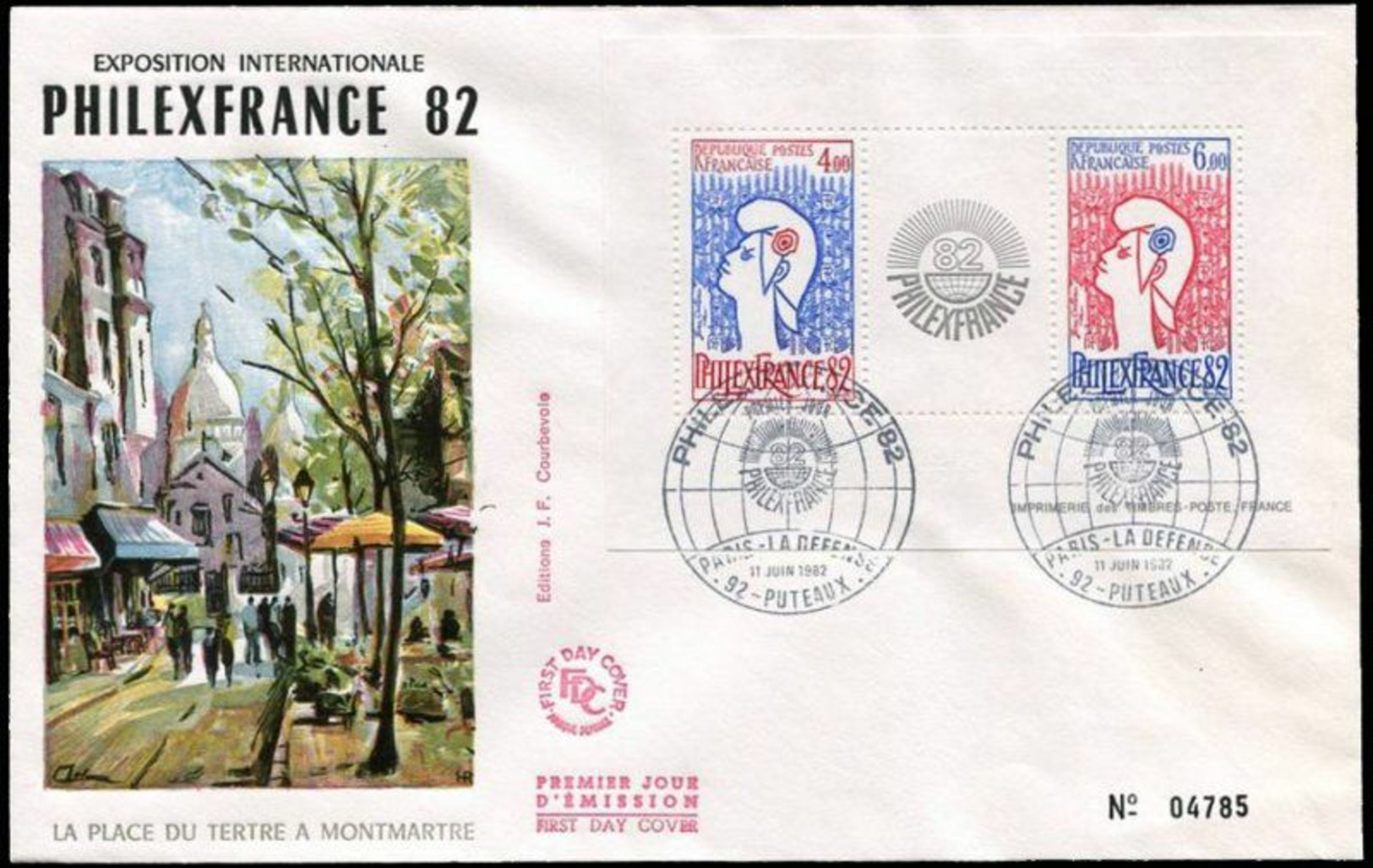 France 1982 1er Jour N° 2216 Philexfrance 1982 Marianne De Jean Cocteau Puteaux Montmartre - 1980-1989