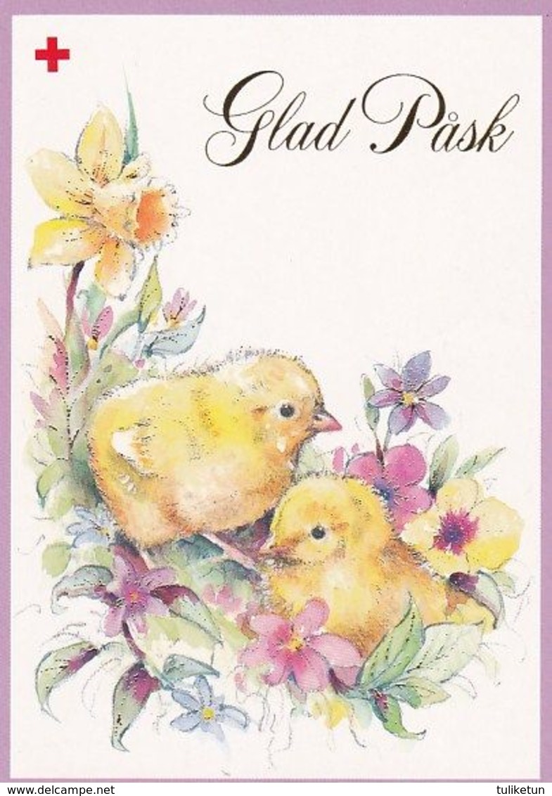 Postal Stationery - Chicks - Easter Flowers - Red Cross 1991 - Suomi Finland - Postage Paid - Postal Stationery