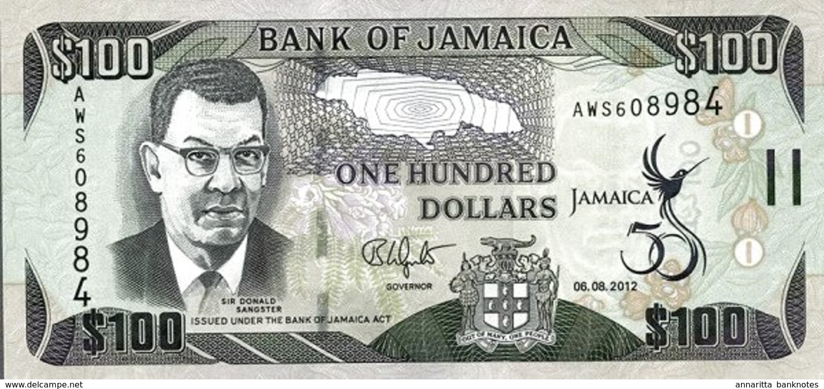 JAMAICA 100 DOLLARS 2012 P-90a UNC COMMEMORATIVE [JM245a] - Jamaica