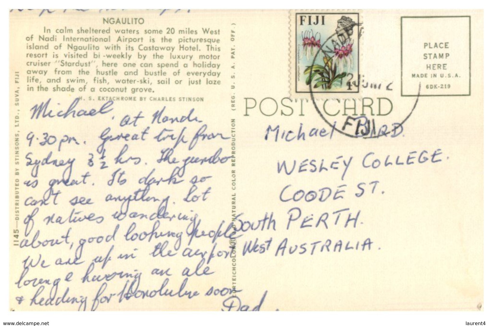 (H 7) Fiji To Australia (with Stamp) Ngaulito - Fidschi