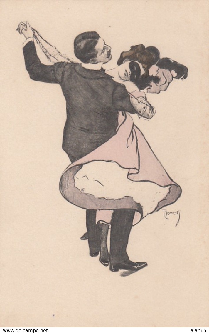 Reznicek Artist Signed Image Couple Dances Simplicissimus Ser 1 No. 3 C1900s/10s Vintage Postcard - Reznicek, Ferdinand Von