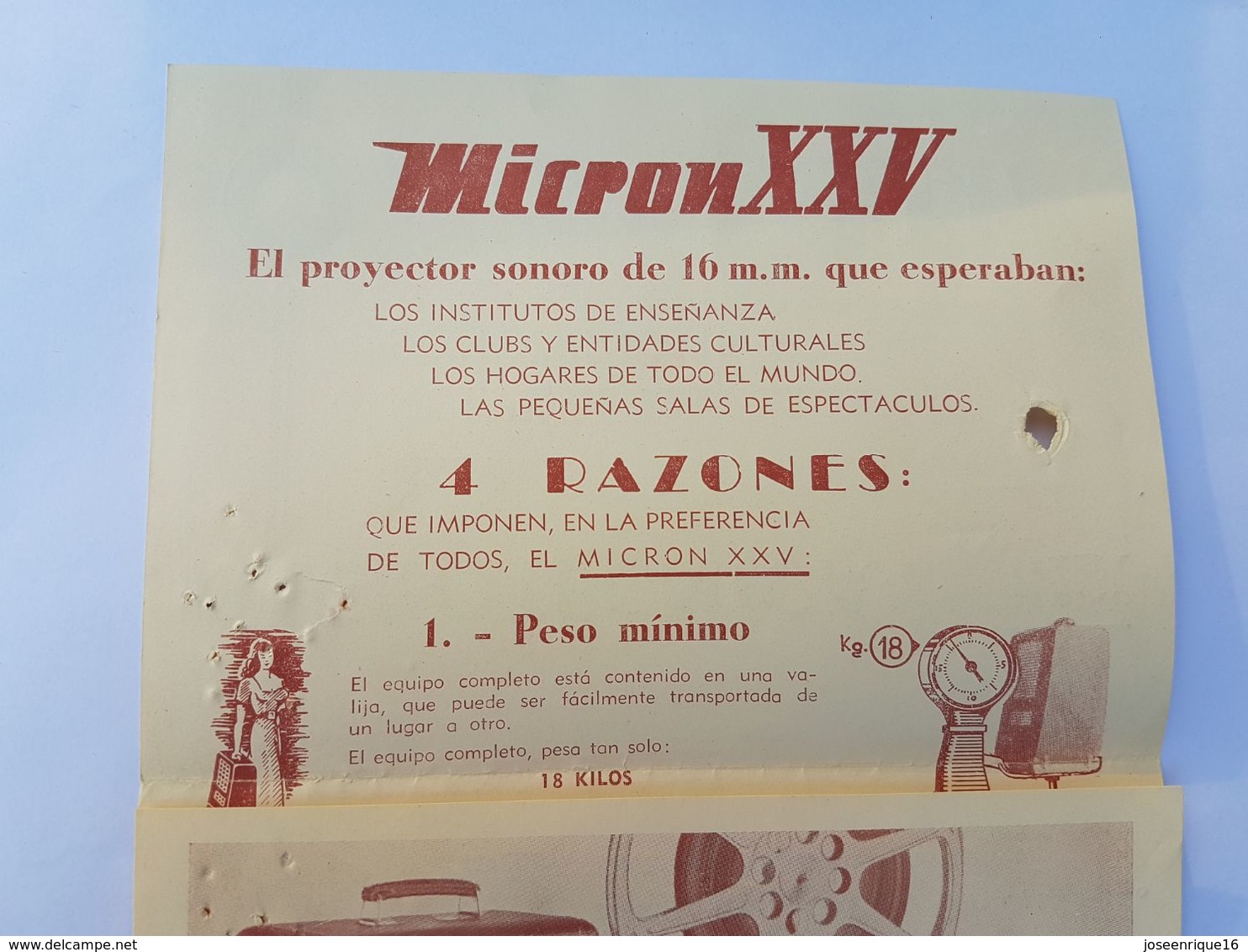 PUBLICIDAD PROYECTOR SONORO MICRON XXV, TORINO ITALIA - Publicidad