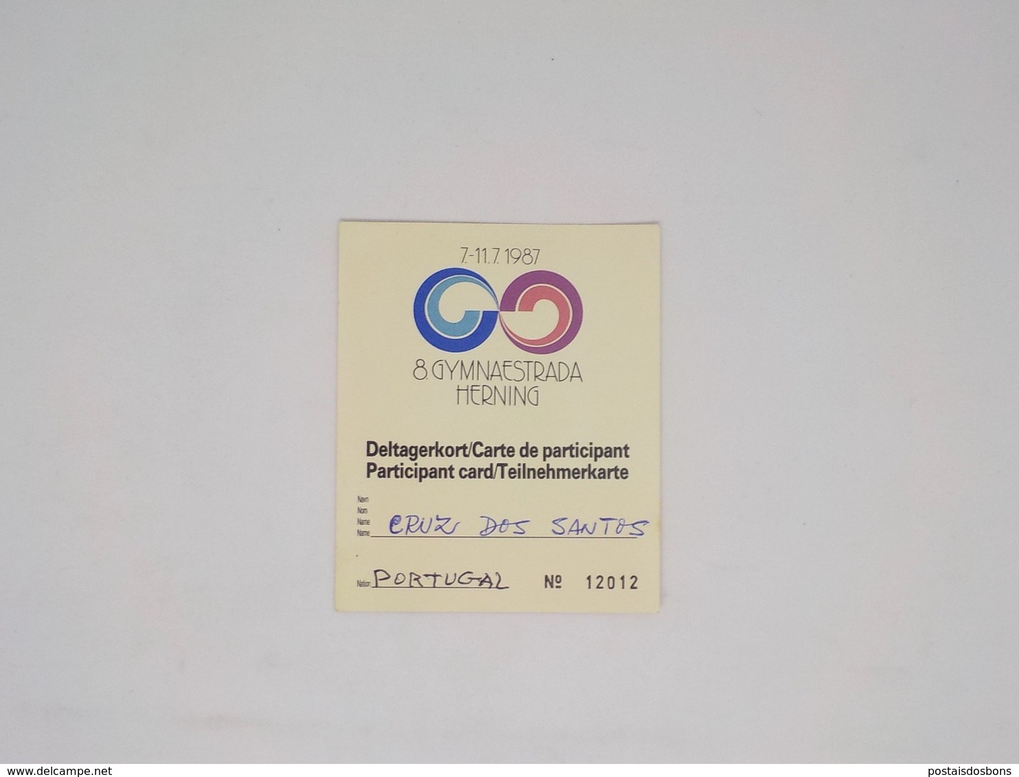 Cx13 B) Gymnaestrada Herning 1987 Participant Card 9x7,5cm - Gymnastique