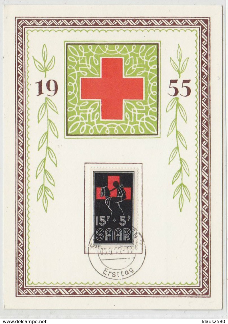 Saarland 1955 Rotes Kreuz Maximumkarte - Maximum Cards