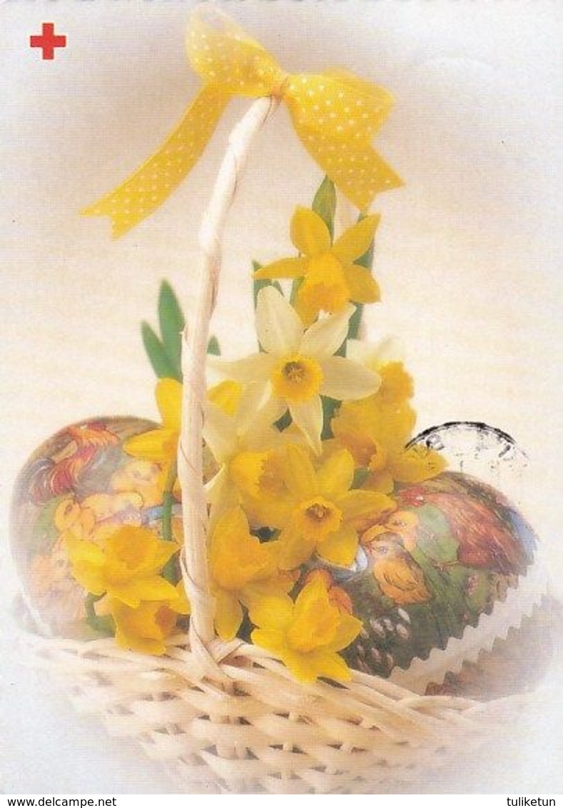 Postal Stationery - Easter Flowers - Daffodils In The Basket - Eggs - Red Cross 1995 - Suomi Finland - Postage Paid - Postal Stationery