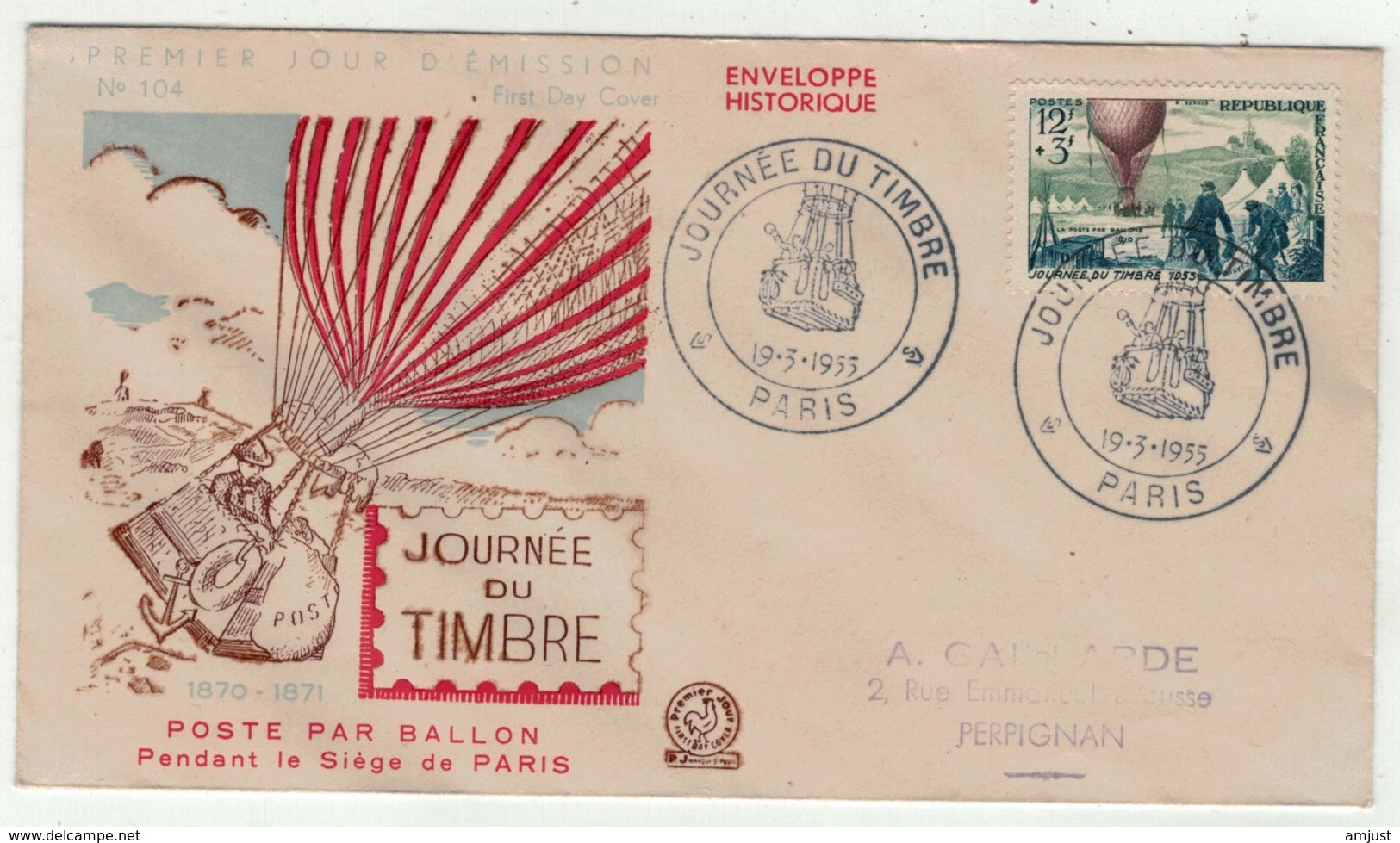 France // FDC // Journée Du Timbre 1955 Paris - 1950-1959