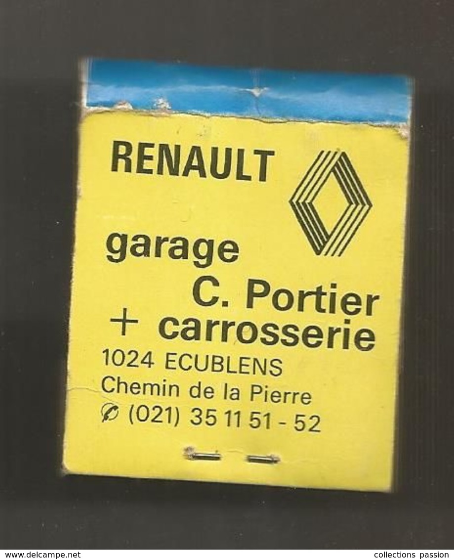 Boite D'allumettes , Pochette, AU PETIT PORT , Les Pierrettes ,ST SULPICE, SUISSE, RENAULT , Ecublens  , 2 Scans - Matchboxes