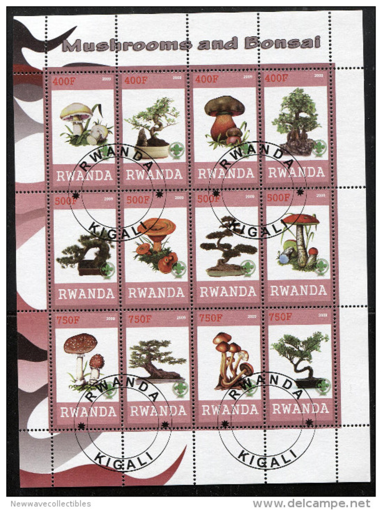 BONSAI,MUSHROOMS On SOUVENIR SHEET 12 STAMPS,CTO USED - Other & Unclassified