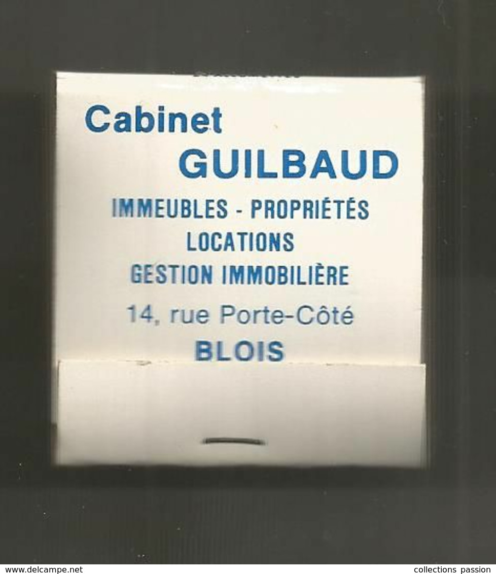 Boite D'allumettes , Pochette, Cabinet GUILBAUD , Agence Immobilière , BLOIS  , GITANES ,  2 Scans - Boites D'allumettes