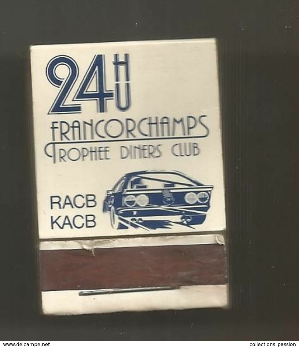 Boite D'allumettes , Pochette, Sport Automobile , FRANCORCHAMPS , Belgique , Trophée Diners Club ,RACB ,KACB , 2 Scans - Zündholzschachteln