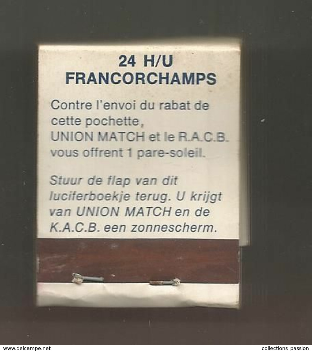 Boite D'allumettes , Pochette, Sport Automobile , FRANCORCHAMPS , Belgique , Trophée BBL Trofee ,RACB ,KACB , 2 Scans - Cajas De Cerillas (fósforos)