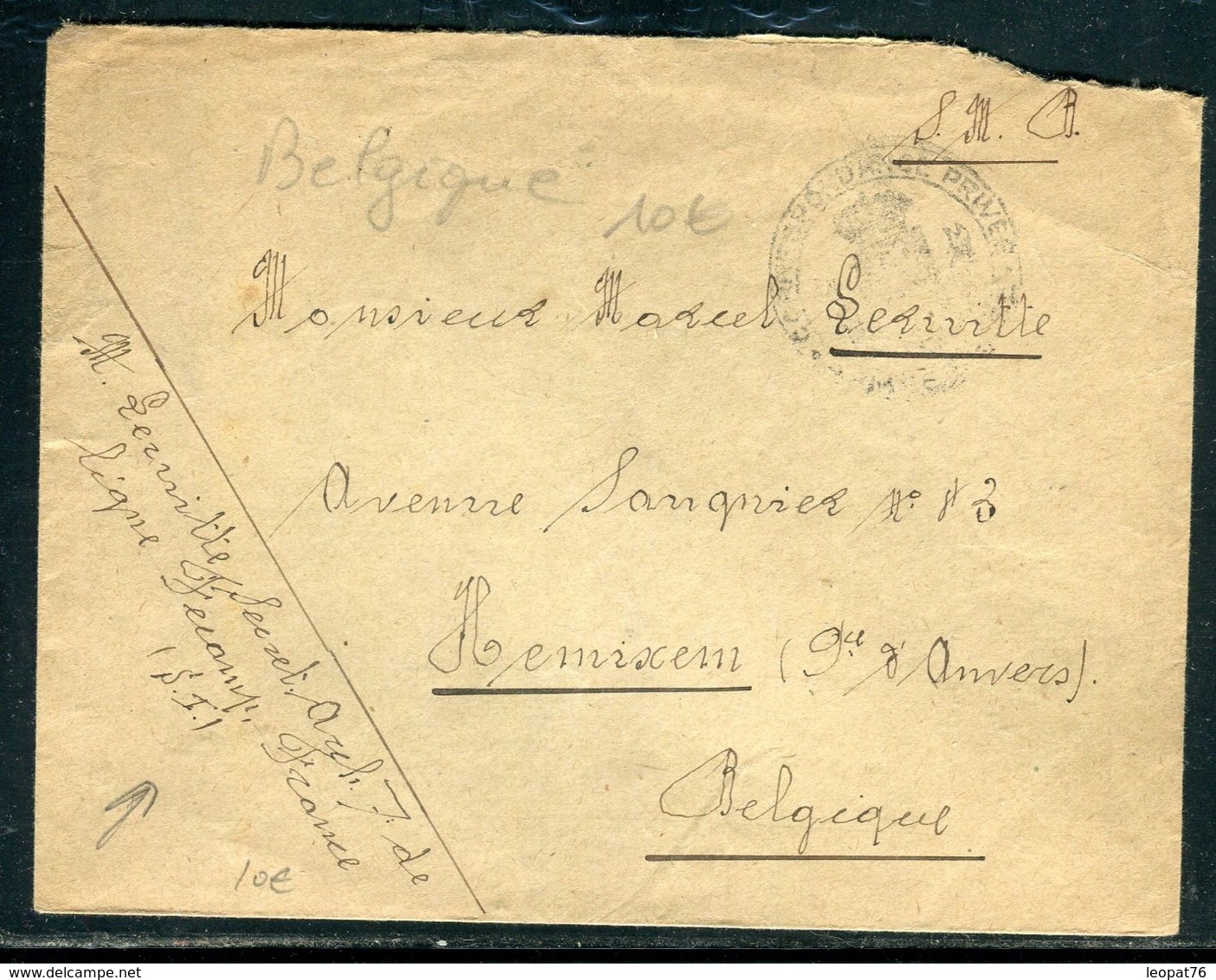 Belgique - Enveloppe D'un Soldat à Fécamp ( France ) Pour Hemiksem En 1918 - Prix Fixe !!!! - Réf A 39 - Belgische Armee