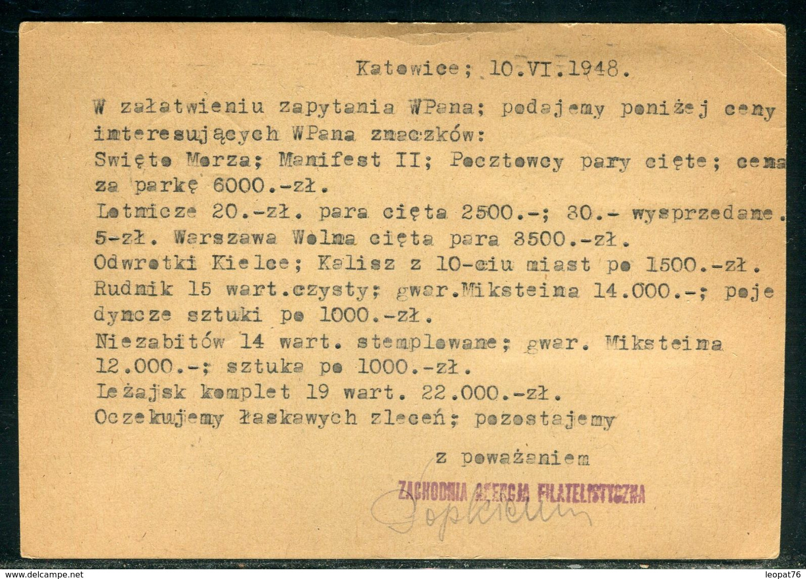 Pologne - Carte De Correspondance De Katowice Pour Gdynia En 1948 - Prix Fixe !!!! - Réf A 44 - Storia Postale