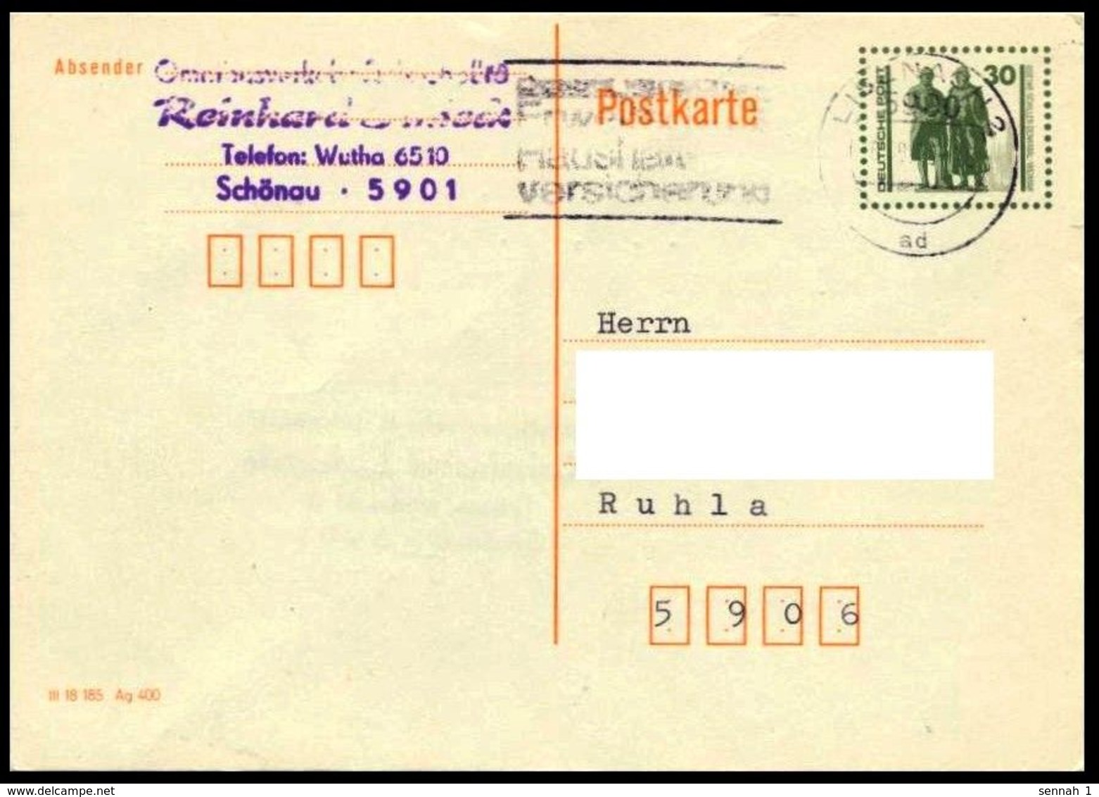 DDR / East-Germany: Ganzsache / Postal Stationery 'Goethe-Schiller-Denkmal, 1990', Mi. P107 Oo - Postcards - Used