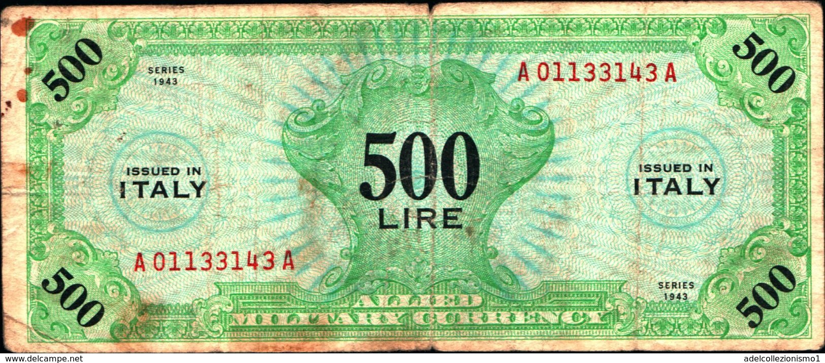 19792) Banconota Da 500 LIRE AM (ITALIANO) SERIE 1943 Banconota Non Trattata Senza Tagli O Buchi.vedi Foto - 2. WK - Alliierte Besatzung