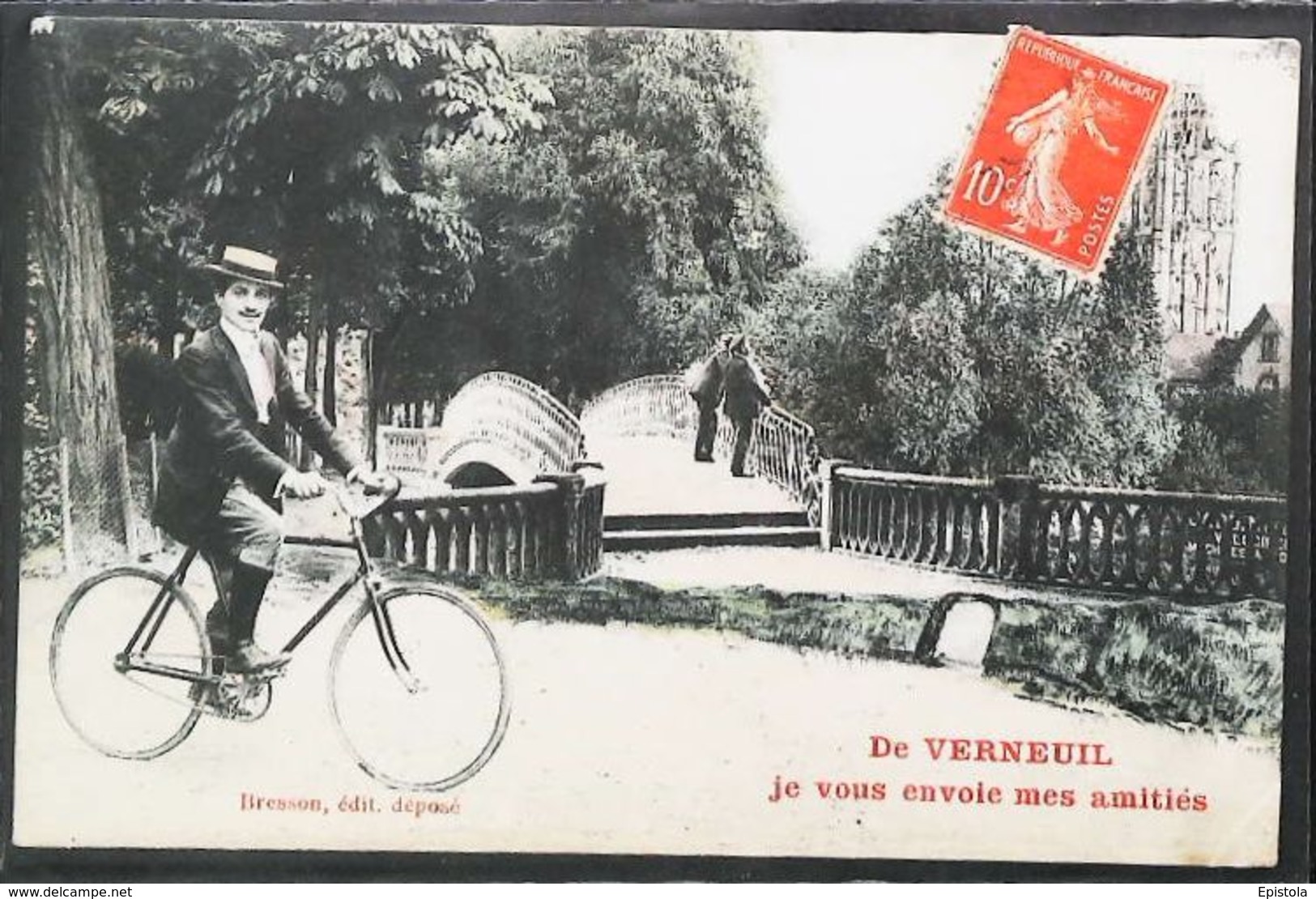 Cpa VÉLO - Verneuil Sur Avre (27-Eure) Je Vous Envoie Mes Amitiés   (Wielersport Cycling Cyclisme) - Verneuil-sur-Avre