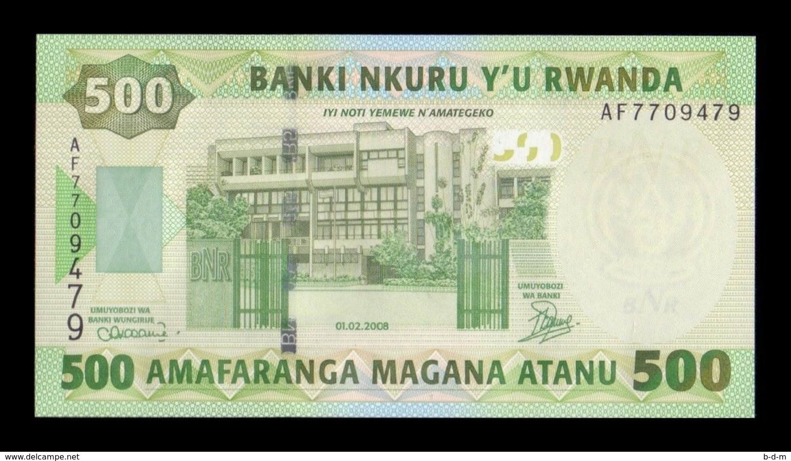 Ruanda Rwanda 500 Francs 2008 Pick 34 SC UNC - Ruanda-Burundi