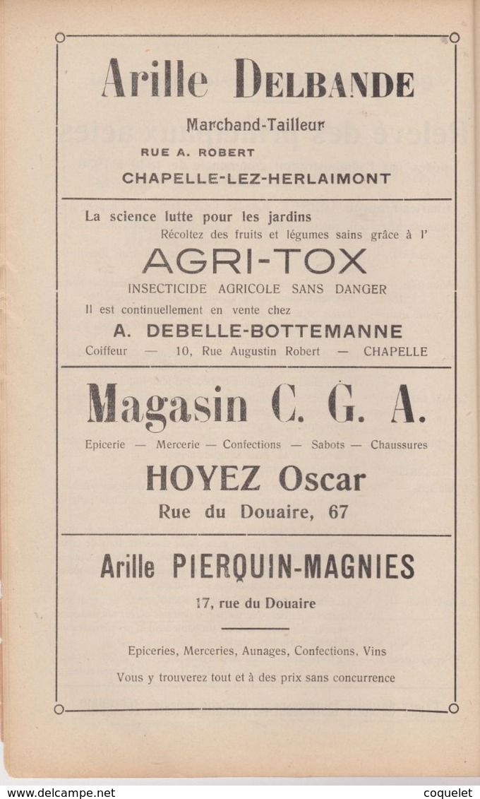 Chapelle lez Herlaimont -1930 - Centenaire Indépendance Nationale  Histoire du dernier siècle -avec publicité de 85 co..