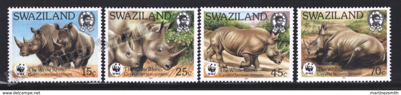 Swaziland 1987 Yvert 525-28, Protected Fauna. Rhino, Rhinoceros - MNH - Swaziland (1968-...)