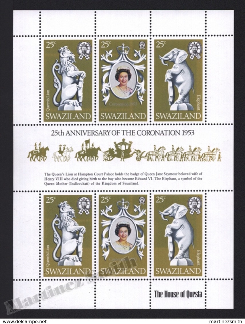 Swaziland 1978 Yvert 290-92, Royalty. 25th Anniv Coronation Queen Elizabeth - Sheetlet - MNH - Swaziland (1968-...)