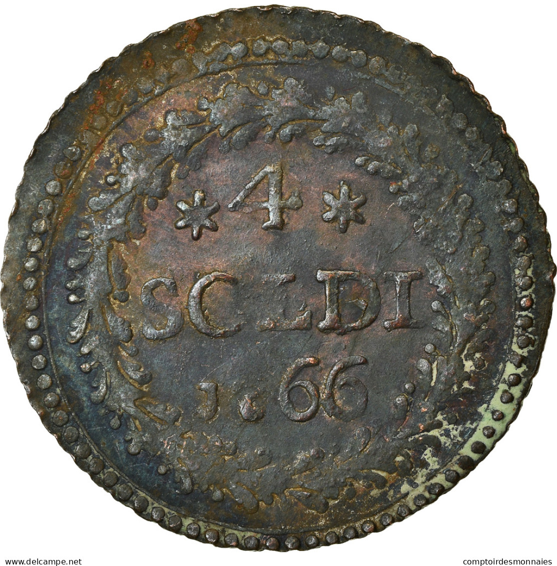 Monnaie, États Italiens, CORSICA, General Pasquale Paoli, 4 Soldi, 1766 - Corse (1736-1768)