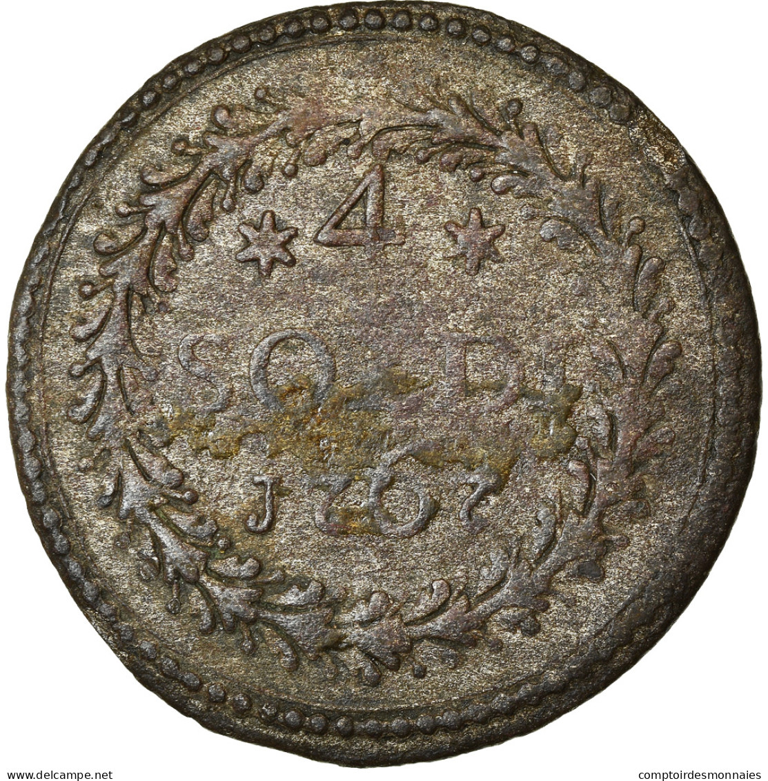 Monnaie, États Italiens, CORSICA, General Pasquale Paoli, 4 Soldi, 1767 - Korsika (1736-1768)