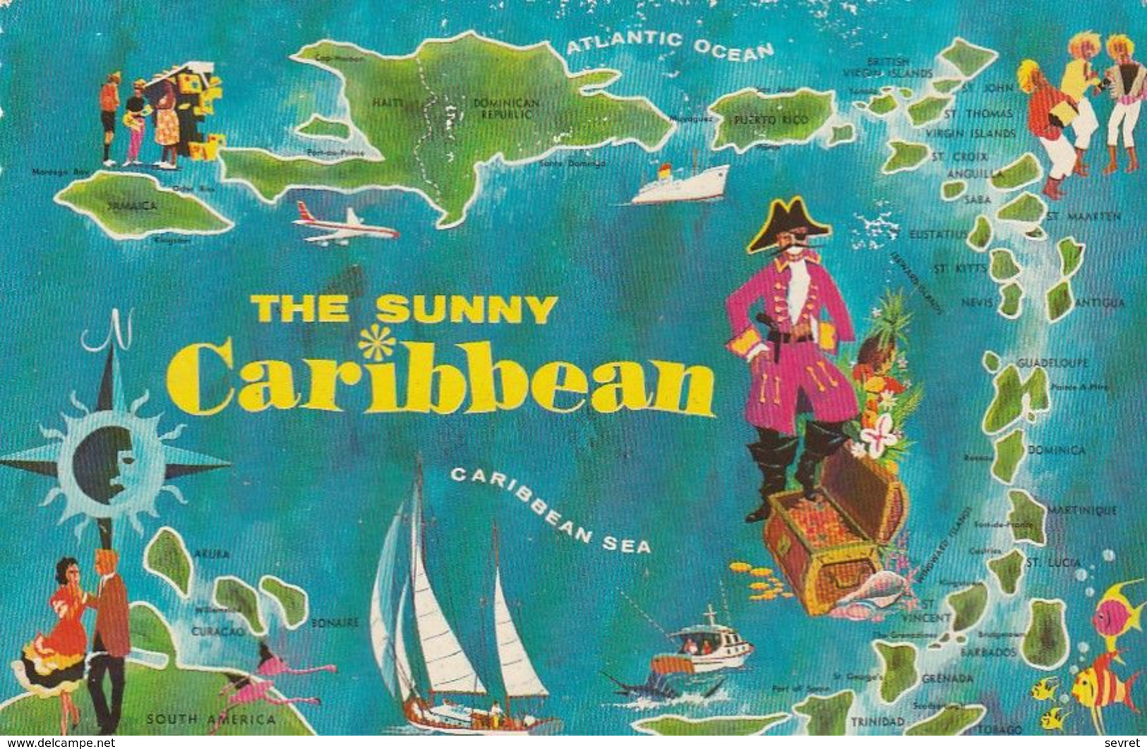 THE SUNNY CARIBBEAN. - Carte Générale Des Antilles - Altri & Non Classificati