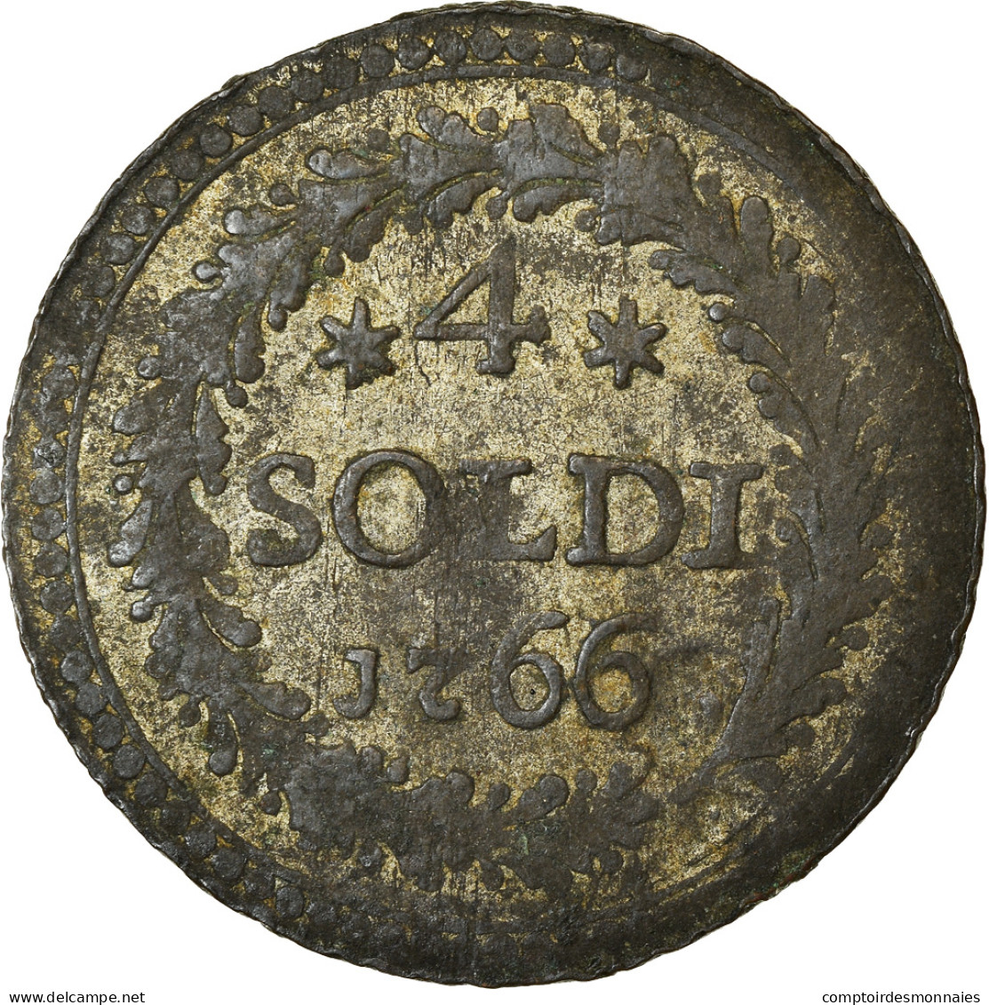 Monnaie, États Italiens, CORSICA, General Pasquale Paoli, 4 Soldi, 1766 - Corse (1736-1768)