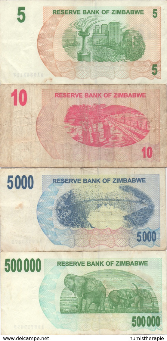 Zimbabwe : Série De 7 Chèques De La Banque Nationale : $ 5-10-5000-500000-750000-1000000-50000000 (2006-2008) - Zimbabwe