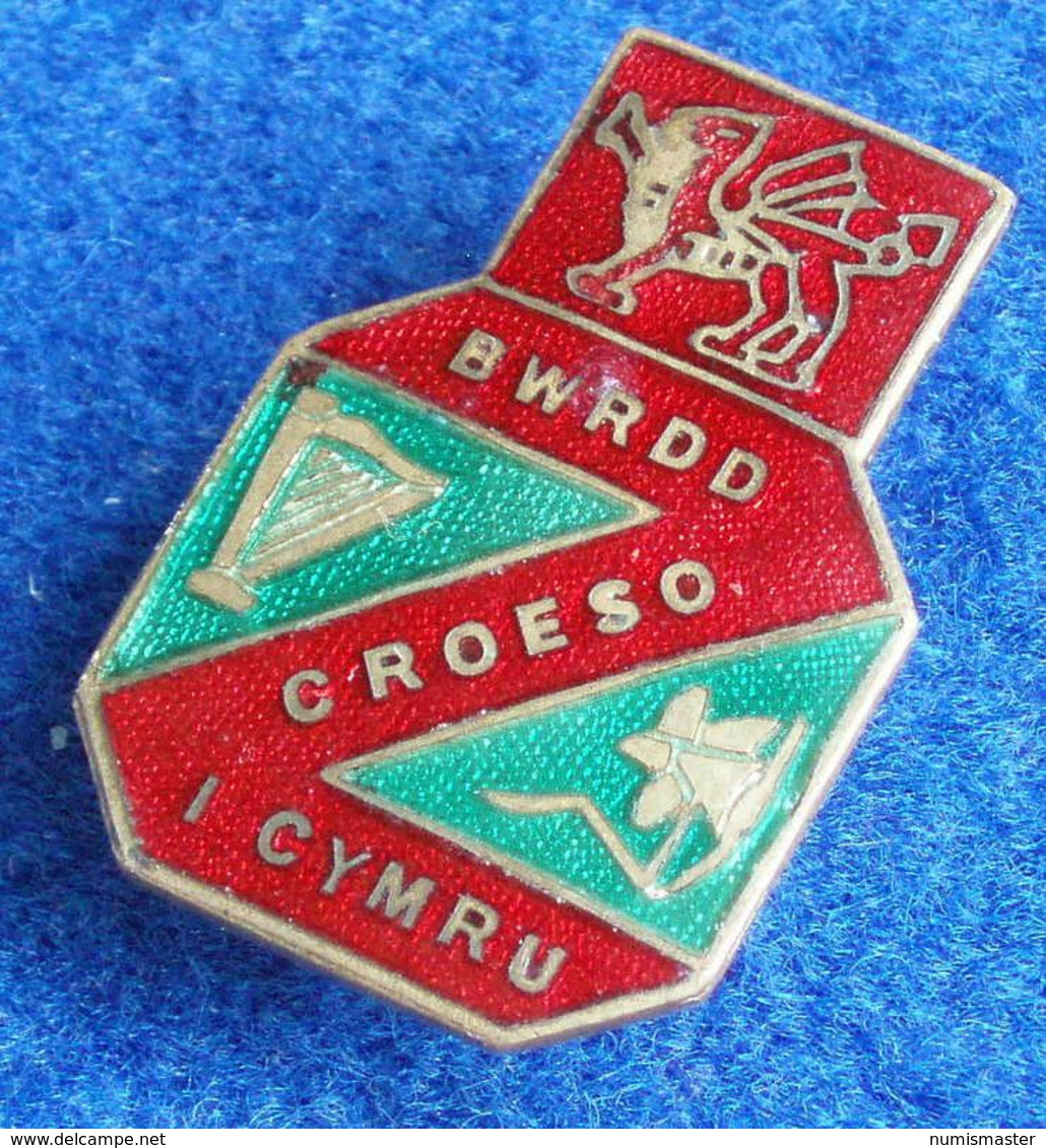 VERY RARE VINTAGE WALES CUFF LINK BUTTON PIN , BWRDO CROESO CYMRU - Steden