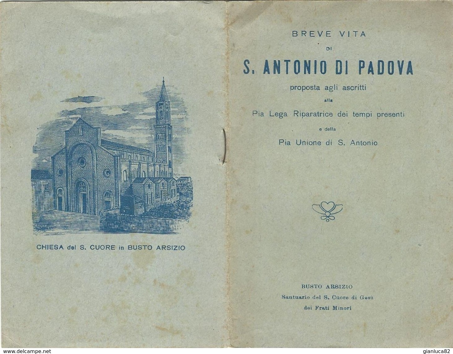 Libretto Breve Vita S. Antonio Padova Busto Arsizio Sacro Cuore (805) - Libri Antichi