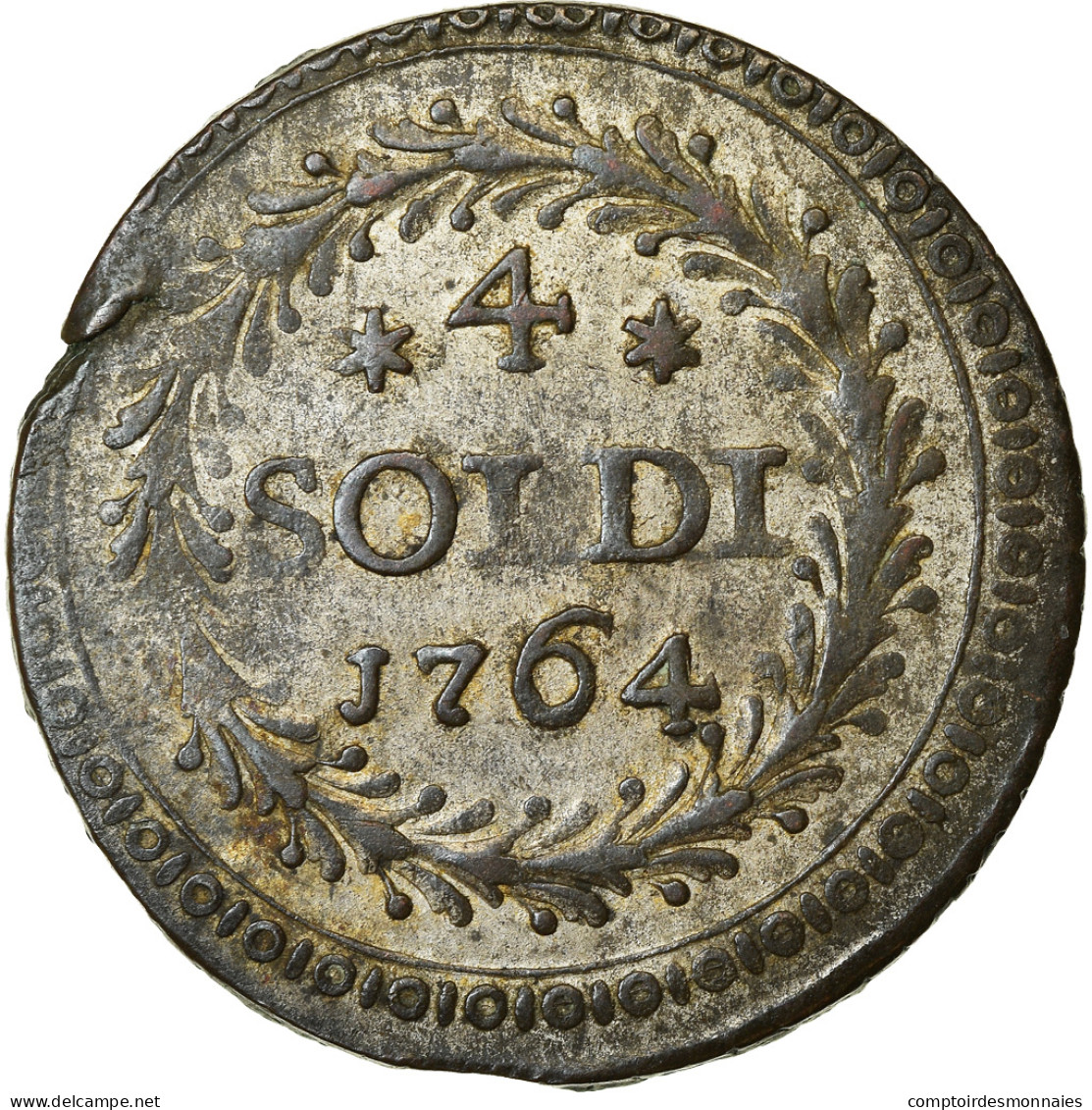 Monnaie, États Italiens, CORSICA, General Pasquale Paoli, 4 Soldi, 1764 - Korsika (1736-1768)