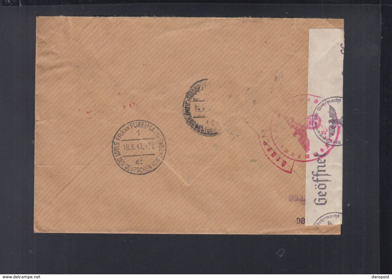 Rumänien Romania R-Brief 1941 Galati Nach Frankfurt Zensur - World War 2 Letters